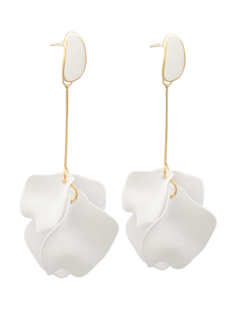 White Dangling Petal Earrings