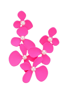 Pink Triple Flower & Pearl Earring