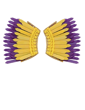 Purple & Yellow Sequin Wing Earrings