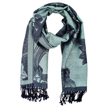 Blue Rose Floral Pashmina Scarf