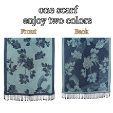 Blue Rose Floral Pashmina Scarf