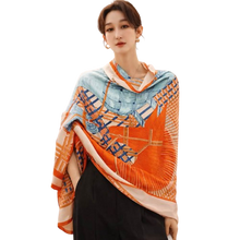 Orange Geometric Silky Scarf