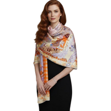 Pink Elephant Motif Silky Scarf