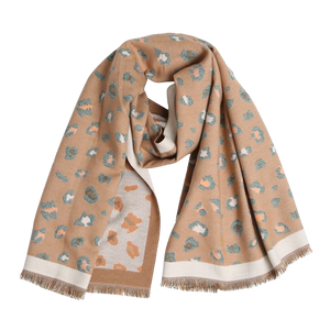 Beige Reversible Leopard Scarf