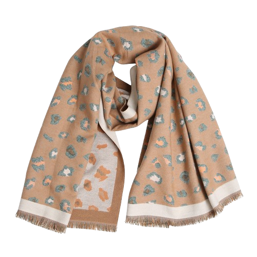 Beige Reversible Leopard Scarf
