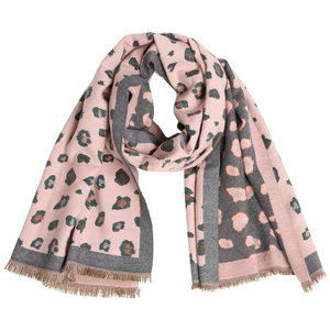 Pink Reversible Leopard Scarf