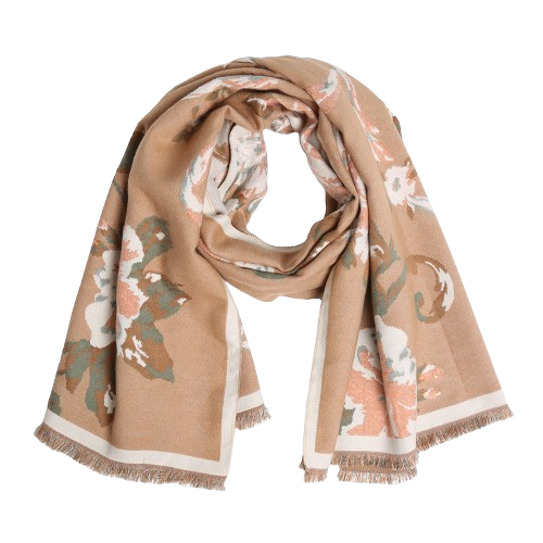 Beige Floral Scarf