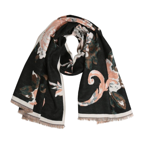 Black Floral Scarf