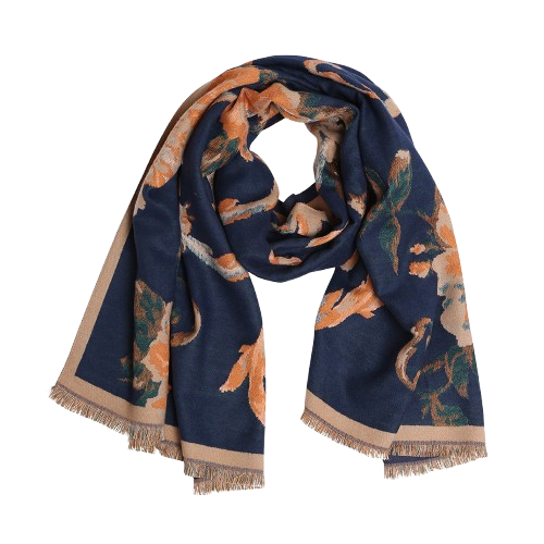 Navy Floral Scarf