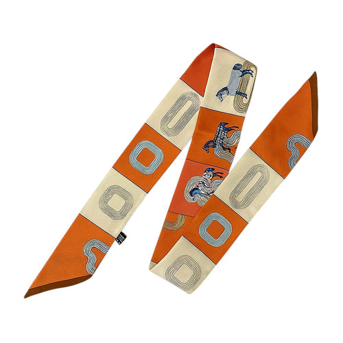 Orange Geometric Horse Twilly