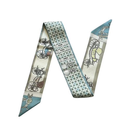Blue Vintage Carriage Twilly