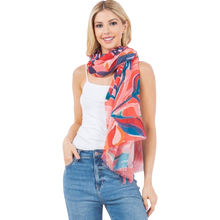 Pink Abstract Lightweight Scarf