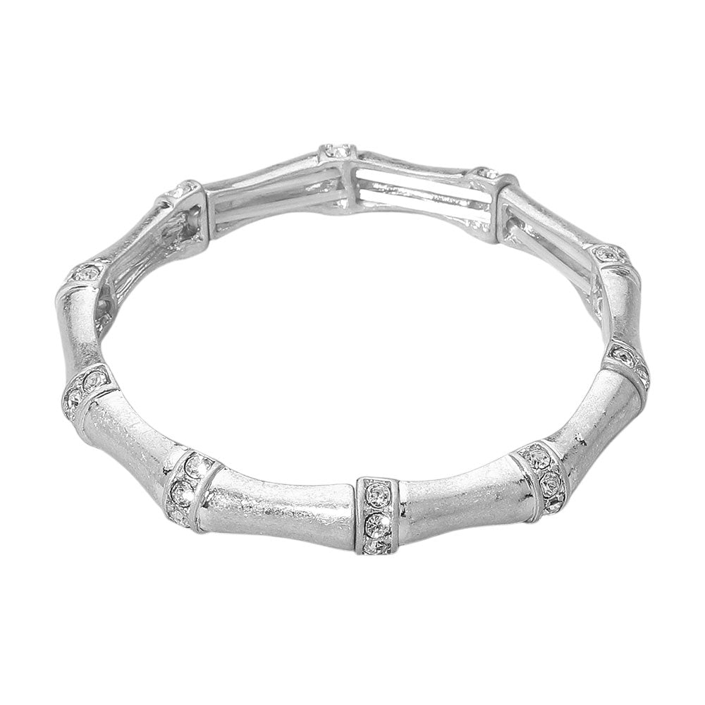 Silver Pave Bamboo Bangle