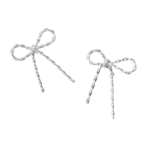 Silver Twisted Bow Post Earrings