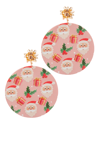 Santa with Bow Post Earrings