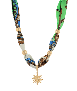 Green Sunburst Scarf Necklace