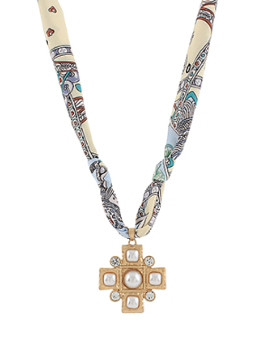 Ivory Geometric Scarf Necklace
