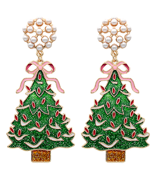 Pearl Ribbon Tree Earrings