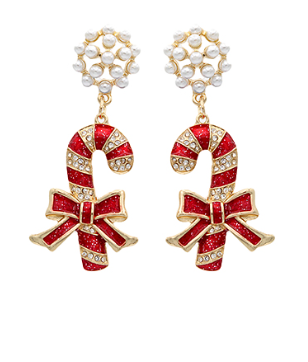 Pearl Candy Cane Earrings