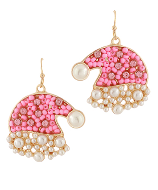 Pink Santa Hat Earrings