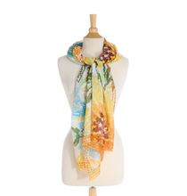 Orange Trim Floral Scarf