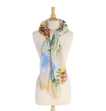 Beige Trim Floral Scarf