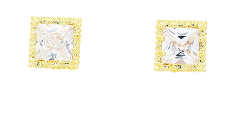 14k Gold Dip 4mm CZ Stud Earrings