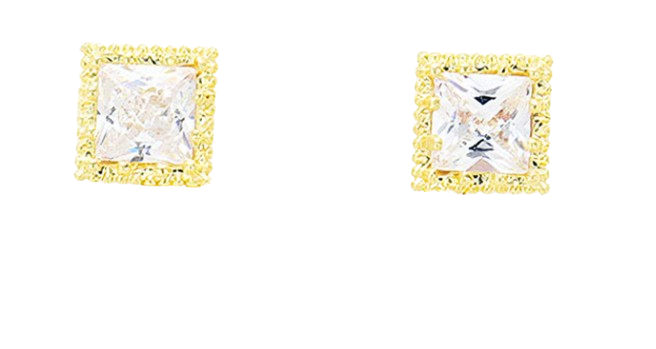 14k Gold Dip 4mm CZ Stud Earrings