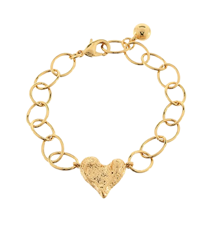 Hammered Heart Chain Bracelet