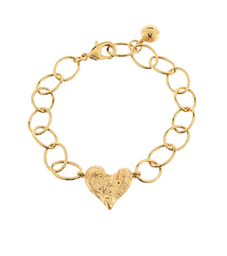 Hammered Heart Chain Bracelet