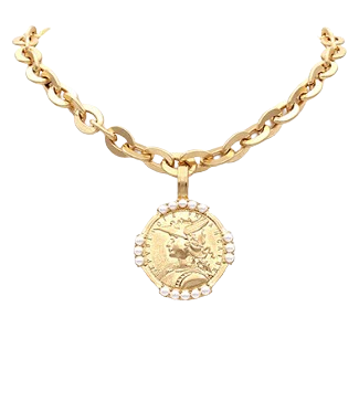 Pearl Trim Coin Necklace