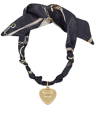 Black Bold Heart Scarf Necklace