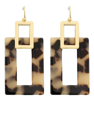 Light Tortoise Rectangle Earrings
