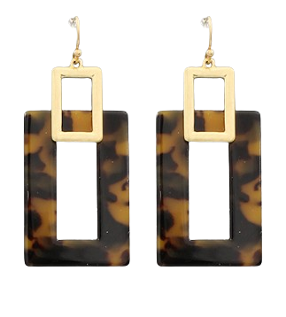 Tortoise Rectangle Earrings