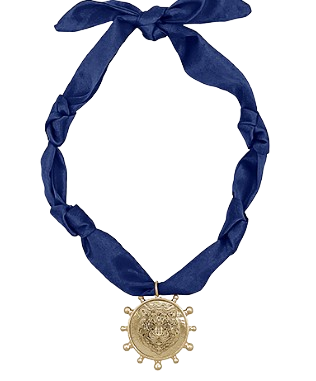 Tiger Head Navy Scarf Necklace