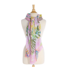Pink Trim Floral Scarf