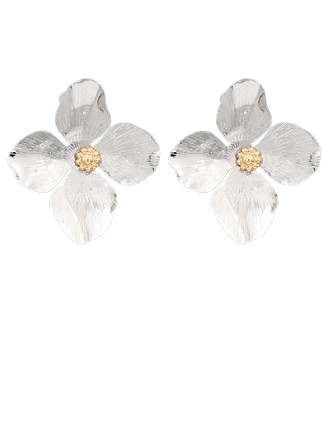 Silver Flower Post Earrings