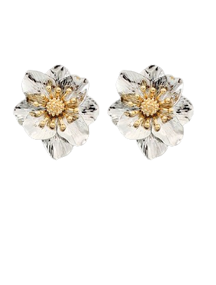 Silver Flower & Gold Floret Earrings