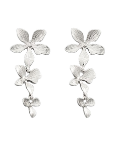 Silver Three Flower Post Earrings