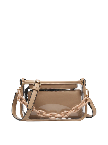 Taupe Clear Bag with Pouch