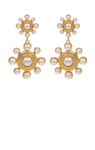 Vintage Gold & Pearl Flower Earrings