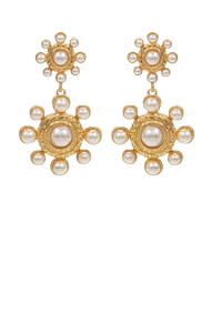 Vintage Gold & Pearl Flower Earrings