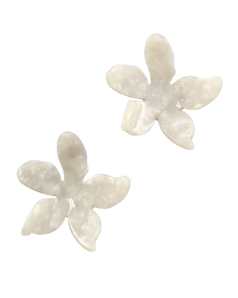 White Acrylic Flower Earrings