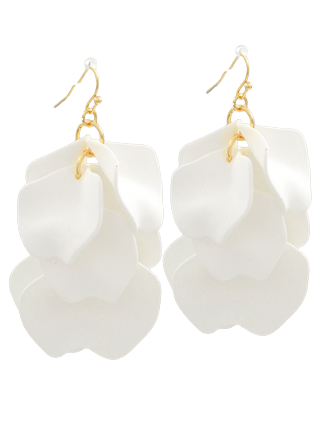 White Petal Cluster Earrings