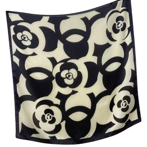 Black Floral Square Scarf