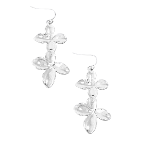 Silver Double Flower Dangle