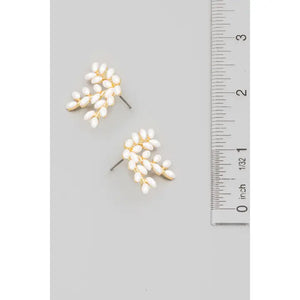 Pearl Leaf Post Earrings