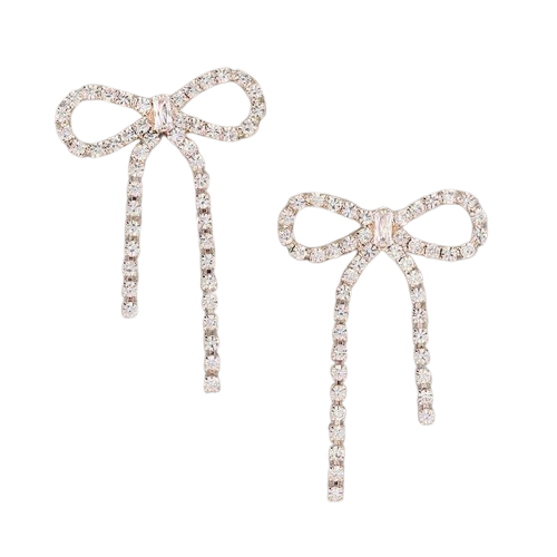 Gold Rhinestone Ribbon Earrings