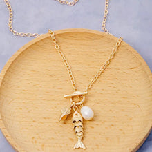 Pearl Fish Shell Charm Necklace