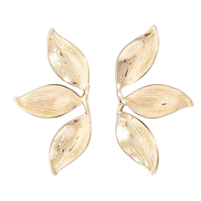 Gold Three Leaf Earrings